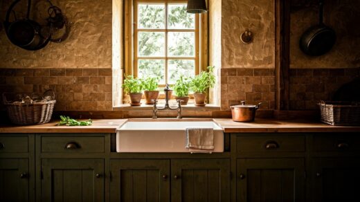 cuisine avec des tomettes anciennes