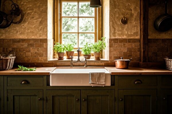 cuisine avec des tomettes anciennes