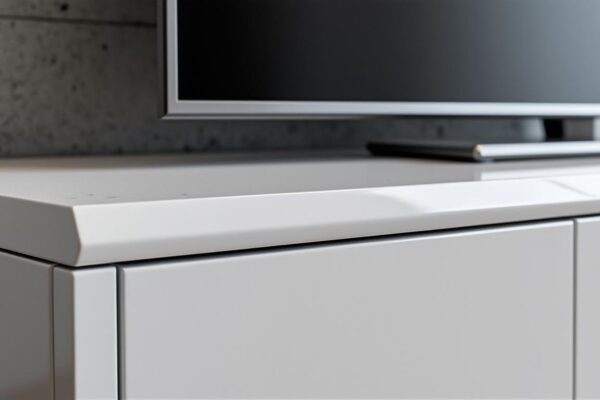 découvrez le meuble tv kikua de 130 cm en blanc brillant, l'ajout parfait pour vos petites pièces. alliant style et fonctionnalité, il optimise votre espace avec élégance tout en offrant un rangement pratique pour votre équipement audiovisuel.