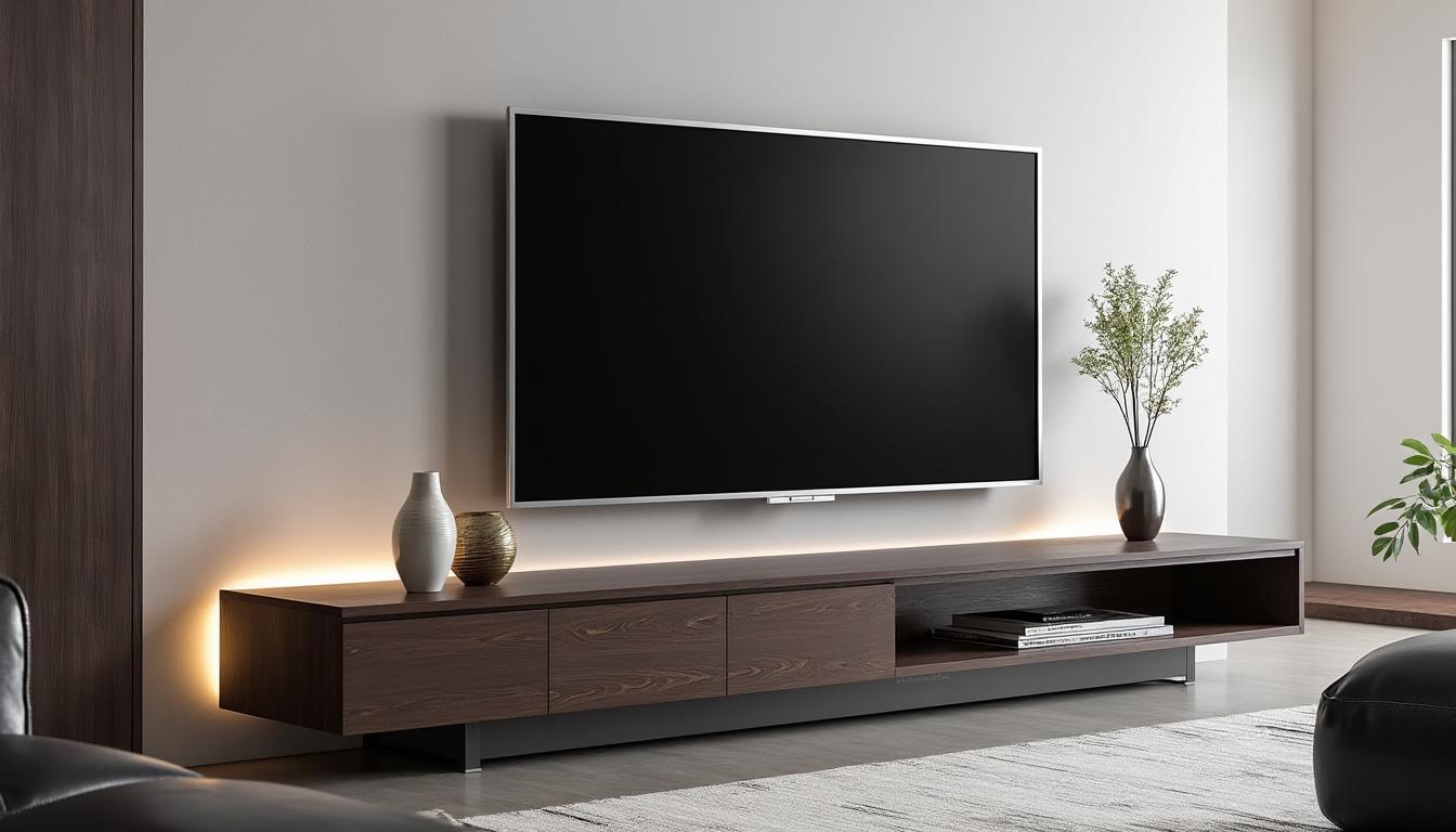 découvrez le meuble tv kikua de 130 cm en gris cendré, alliant modernité et fonctionnalité. son design élégant et ses multiples avantages en font un incontournable pour tous les amateurs de décoration. ne manquez pas cette tendance pour sublimer votre intérieur !