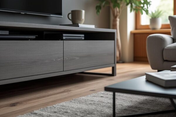 découvrez le meuble tv kikoa de 130 cm en gris cendré, alliant élégance et fonctionnalité. ce mobilier moderne apporte une touche tendance à votre intérieur tout en offrant de nombreux avantages, tels que son design compact et son espace de rangement optimisé. ne manquez pas l'opportunité d'embellir votre salon avec ce meuble incontournable !