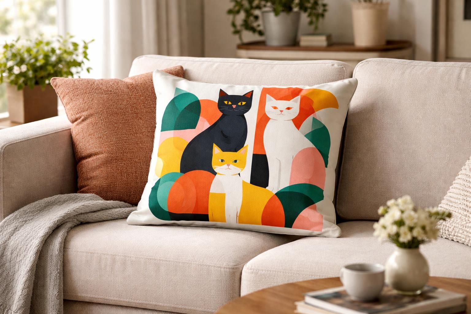 découvrez notre housse de coussin chat, l'accessoire ludique et graphique parfait pour apporter charme et originalité à votre canapé.
