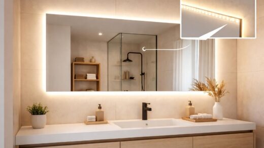 découvrez notre tuto complet pour installer un ruban led derrière un miroir et obtenir un éclairage de salle de bain professionnel, facile et élégant.