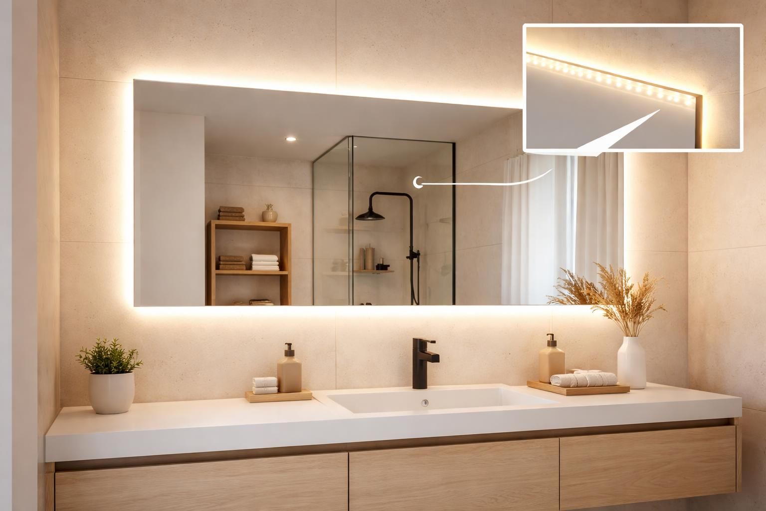 découvrez notre tuto complet pour installer un ruban led derrière un miroir et obtenir un éclairage de salle de bain professionnel, facile et élégant.