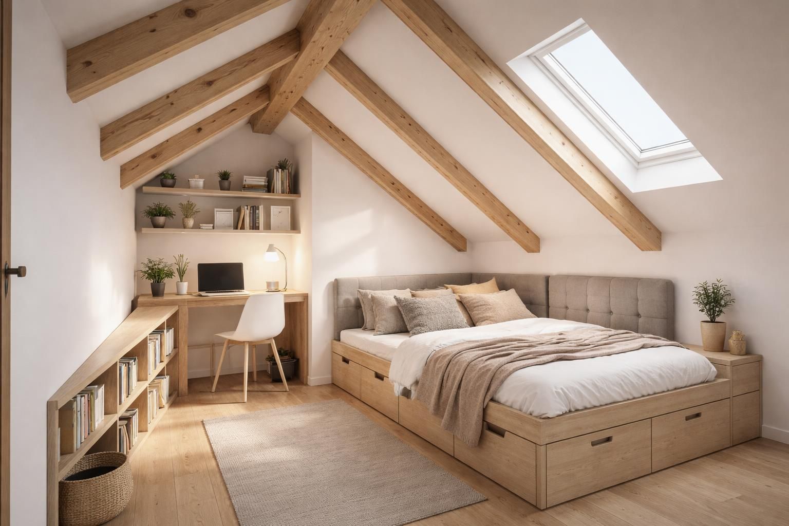 découvrez nos idées d'aménagement pour optimiser une chambre sous pente et gagnez de la place grâce à des solutions pratiques illustrées par des photos inspirantes.