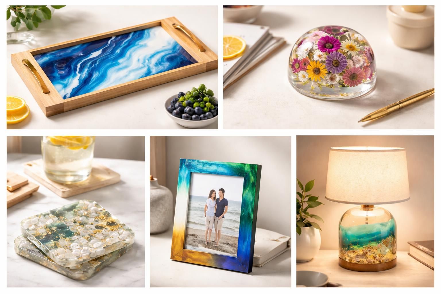 découvrez 5 projets créatifs en résine époxy pour débuter facilement et embellir votre décoration avec style et originalité.