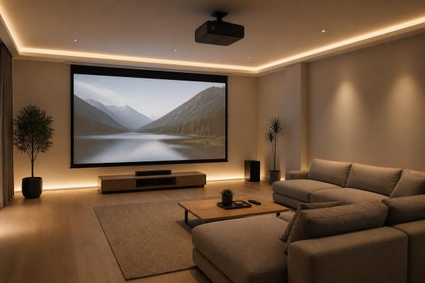 découvrez comment aménager une pièce tv alliant cinéma à la maison et déco minimaliste avec un écran de projection pour une ambiance élégante et immersive.