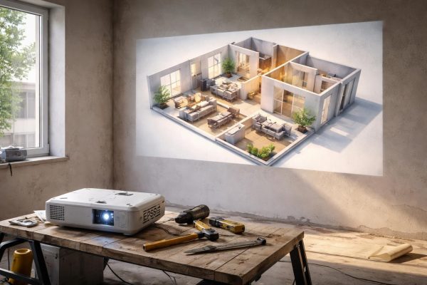 découvrez comment projeter un plan 3d sur votre mur lors d'une rénovation grâce à un vidéoprojecteur epson, pour une visualisation précise et interactive de votre espace.